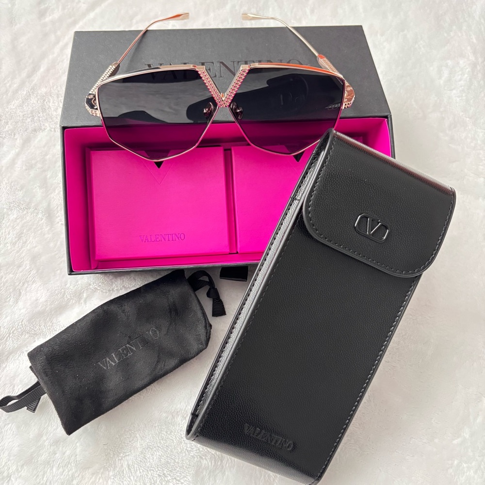 VALENTINO GARAVANI V-Hexagon Gold Titanium Sunglasses--NWT